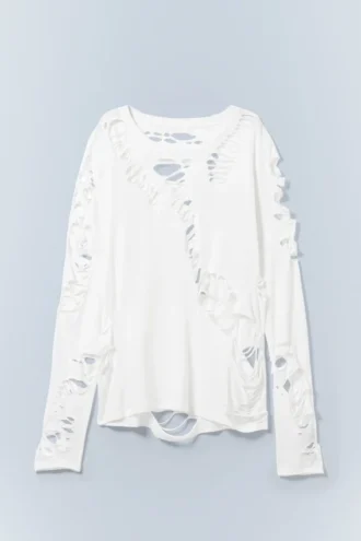 Camiseta de manga larga con aberturas – Blanco roto | Cheap Monday Gb