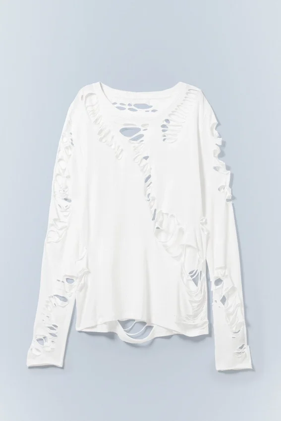 Camiseta de manga larga con aberturas – Blanco roto | Cheap Monday Gb Camiseta de manga larga con aberturas – Blanco roto | Cheap Monday Gb