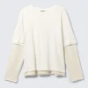 Camiseta de manga larga con capas – Blanco roto Camiseta de manga larga con capas – Blanco roto