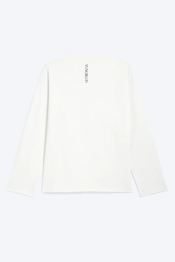 Camiseta de manga larga con estampado Yungblud de corte holgado – Blanco roto Camiseta de manga larga con estampado Yungblud de corte holgado – Blanco roto