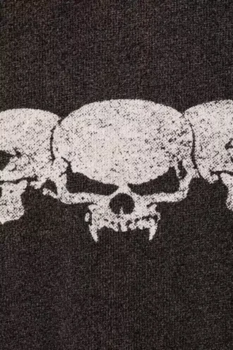Camiseta de manga larga con estampados gráficos y corte holgado – Negro lavado – Calavera y llamas Camiseta de manga larga con estampados gráficos y corte holgado – Negro lavado – Calavera y llamas