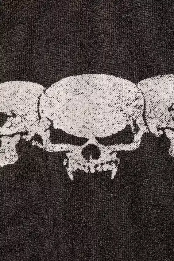 Camiseta de manga larga con estampados gráficos y corte holgado – Negro lavado – Calavera y llamas Camiseta de manga larga con estampados gráficos y corte holgado – Negro lavado – Calavera y llamas