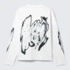 Camiseta de manga larga con estampados gráficos y corte recto – Blanca – Estampado abstracto Camiseta de manga larga con estampados gráficos y corte recto – Blanca – Estampado abstracto