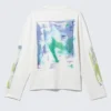 Camiseta de manga larga con estampados gráficos y corte recto – Blanca – Surf Paint Camiseta de manga larga con estampados gráficos y corte recto – Blanca – Surf Paint