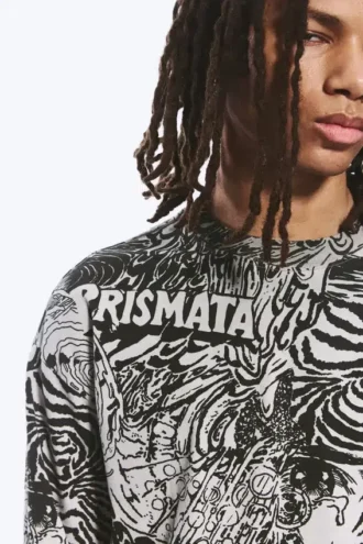 Camiseta de manga larga con estampados gráficos y corte recto – Dark Mole – Psychedelia Camiseta de manga larga con estampados gráficos y corte recto – Dark Mole – Psychedelia