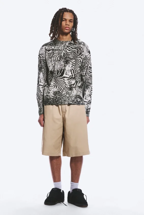 Camiseta de manga larga con estampados gráficos y corte recto – Dark Mole – Psychedelia Camiseta de manga larga con estampados gráficos y corte recto – Dark Mole – Psychedelia
