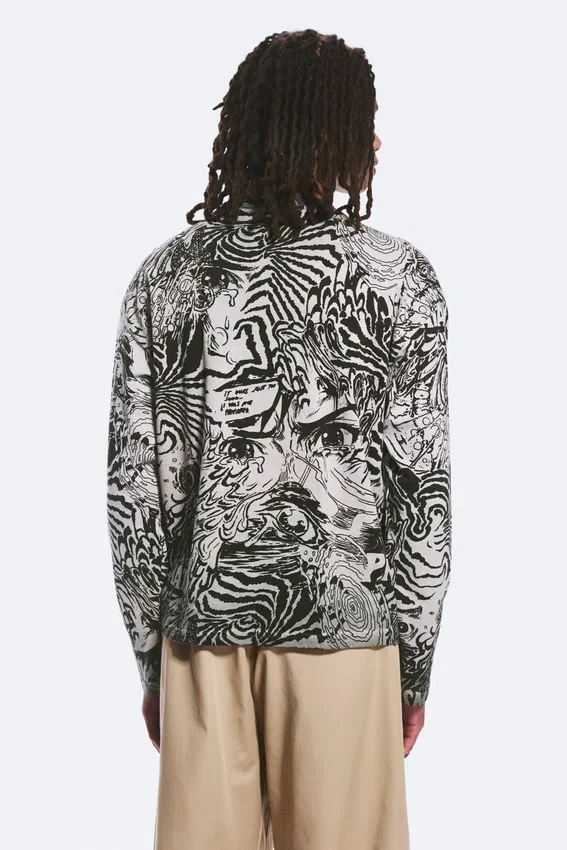 Camiseta de manga larga con estampados gráficos y corte recto – Dark Mole – Psychedelia Camiseta de manga larga con estampados gráficos y corte recto – Dark Mole – Psychedelia