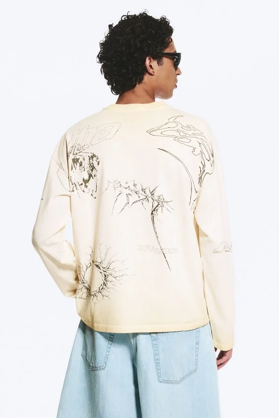 Camiseta de manga larga con estampados gráficos y corte recto – Light Dusty Mole – Sketch Camiseta de manga larga con estampados gráficos y corte recto – Light Dusty Mole – Sketch