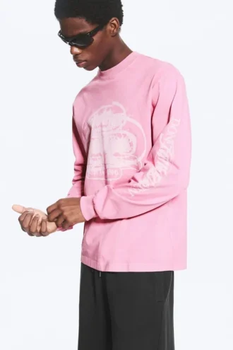 Camiseta de manga larga con estampados relajados – Rosa – Logotipos Camiseta de manga larga con estampados relajados – Rosa – Logotipos