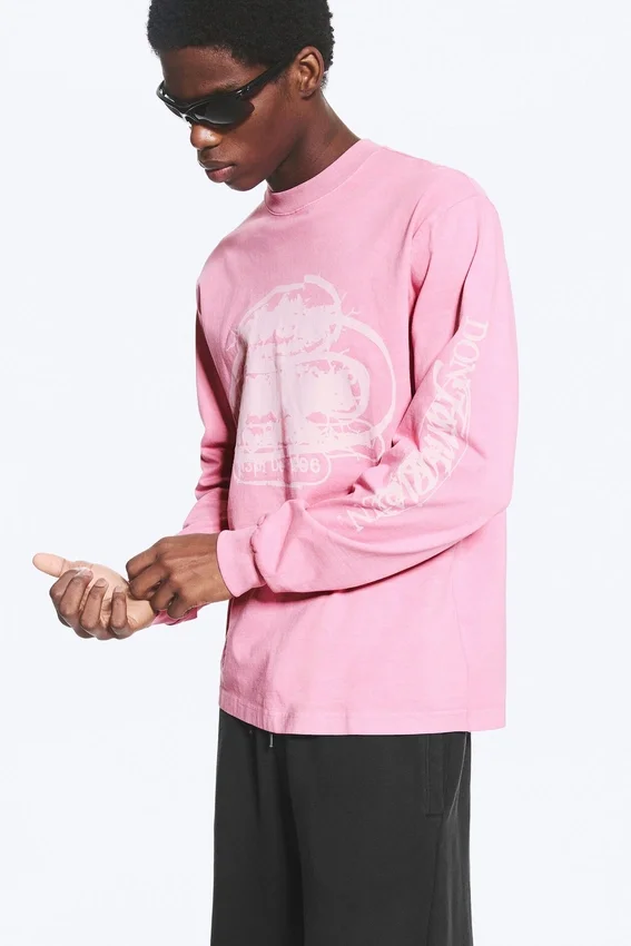 Camiseta de manga larga con estampados relajados – Rosa – Logotipos Camiseta de manga larga con estampados relajados – Rosa – Logotipos