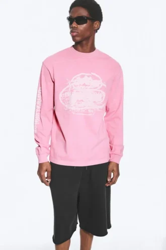Camiseta de manga larga con estampados relajados – Rosa – Logotipos Camiseta de manga larga con estampados relajados – Rosa – Logotipos