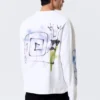 Camiseta de manga larga con estampados y corte holgado – Blanca – Rat Spray Camiseta de manga larga con estampados y corte holgado – Blanca – Rat Spray