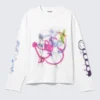 Camiseta de manga larga con estampados y corte holgado – Blanca – Rat Spray Camiseta de manga larga con estampados y corte holgado – Blanca – Rat Spray