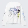 Camiseta de manga larga con estampados y corte holgado – Blanca – Rat Spray Camiseta de manga larga con estampados y corte holgado – Blanca – Rat Spray