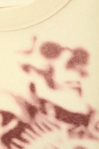 Camiseta de manga larga con estampados y corte holgado – Blanco apagado