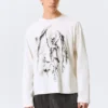Camiseta de manga larga con estampados y corte holgado – Blanco – Ángel esquelético Camiseta de manga larga con estampados y corte holgado – Blanco – Ángel esquelético