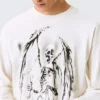 Camiseta de manga larga con estampados y corte holgado – Blanco – Ángel esquelético Camiseta de manga larga con estampados y corte holgado – Blanco – Ángel esquelético