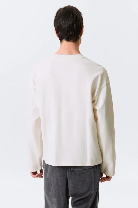 Camiseta de manga larga con estampados y corte holgado – Blanco – Ángel esquelético Camiseta de manga larga con estampados y corte holgado – Blanco – Ángel esquelético