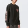 Camiseta de manga larga con estampados y corte holgado – Gris lavado – Estampado rojo
