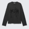 Camiseta de manga larga con estampados y corte holgado – Gris oscuro – Big Mess Camiseta de manga larga con estampados y corte holgado – Gris oscuro – Big Mess