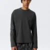 Camiseta de manga larga con estampados y corte holgado – Gris oscuro – Tristar