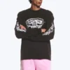 Camiseta de manga larga con estampados y corte holgado – Negro