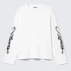 Camiseta de manga larga con estampados y corte recto – Blanca – Angry Panthers Camiseta de manga larga con estampados y corte recto – Blanca – Angry Panthers