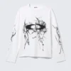 Camiseta de manga larga con estampados y corte recto – Blanca – Big Mess Camiseta de manga larga con estampados y corte recto – Blanca – Big Mess