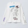 Camiseta de manga larga con estampados y corte recto – Blanca – Skeleton Dreams Camiseta de manga larga con estampados y corte recto – Blanca – Skeleton Dreams