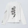 Camiseta de manga larga con estampados y corte recto – Blanca – Skeleton Dreams Camiseta de manga larga con estampados y corte recto – Blanca – Skeleton Dreams
