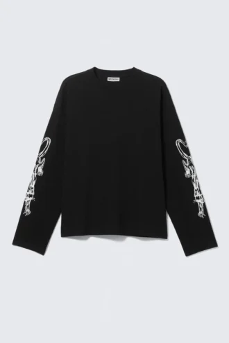 Camiseta de manga larga con estampados y corte recto – Negro – Angry Panthers