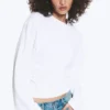 Camiseta de manga larga con fruncidos – Blanco