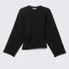 Camiseta de manga larga con fruncidos – Negro Camiseta de manga larga con fruncidos – Negro