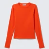 Camiseta de manga larga de corte ajustado – Naranja brillante Camiseta de manga larga de corte ajustado – Naranja brillante