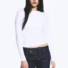 Camiseta de manga larga de corte entallado – Blanca Camiseta de manga larga de corte entallado – Blanca