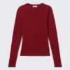 Camiseta de manga larga de corte entallado – Rojo oscuro Camiseta de manga larga de corte entallado – Rojo oscuro