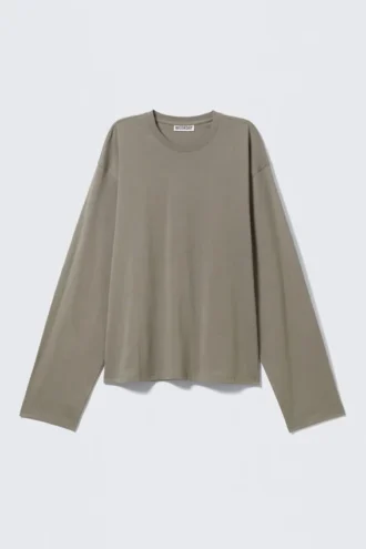 Camiseta de manga larga de corte recto – Gris