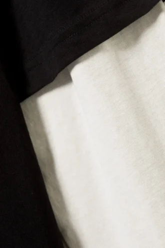 Camiseta de manga larga de doble capa – Blanco y negro