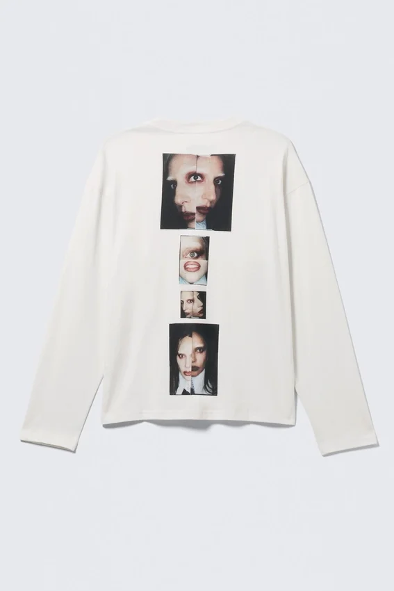 Camiseta de manga larga de Lady Gaga – Blanco roto Camiseta de manga larga de Lady Gaga – Blanco roto