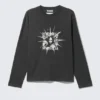 Camiseta de manga larga de Lady Gaga – Negro apagado Camiseta de manga larga de Lady Gaga – Negro apagado