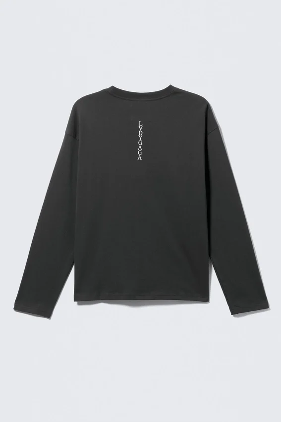Camiseta de manga larga de Lady Gaga – Negro apagado Camiseta de manga larga de Lady Gaga – Negro apagado