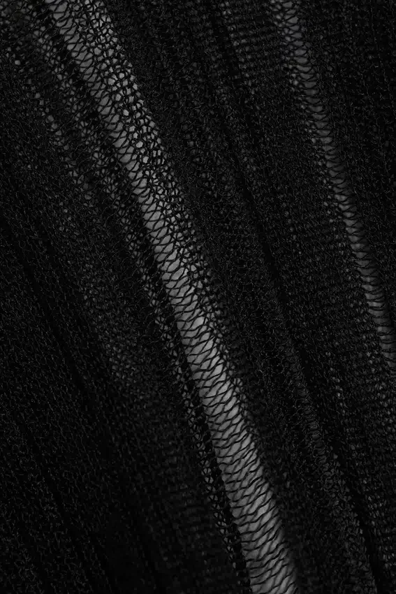Camiseta de manga larga de punto rasgado ajustada – Negro Camiseta de manga larga de punto rasgado ajustada – Negro