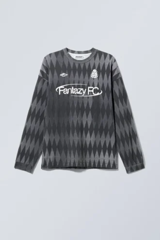 Camiseta de manga larga holgada con estampados – Gris oscuro – Fantazy Fc