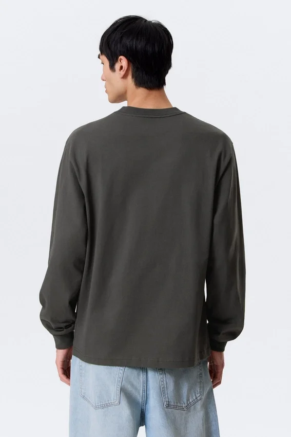 Camiseta de manga larga holgada – Gris oscuro Camiseta de manga larga holgada – Gris oscuro