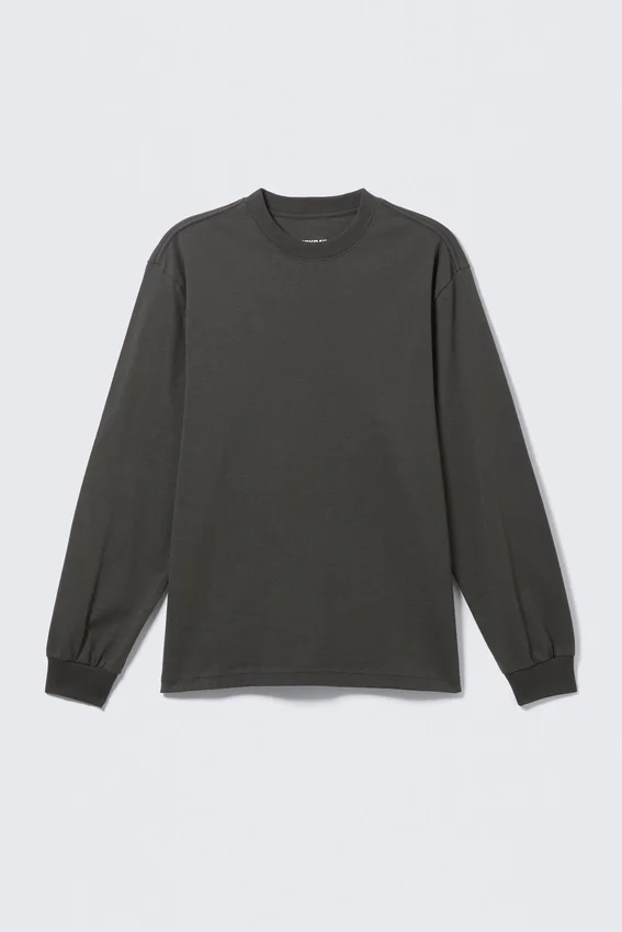 Camiseta de manga larga holgada – Gris oscuro Camiseta de manga larga holgada – Gris oscuro