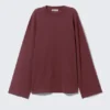 Camiseta de manga larga oversize – Burdeos