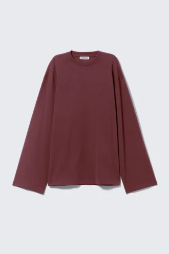 Camiseta de manga larga oversize – Burdeos