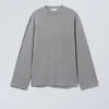 Camiseta de manga larga oversize – Gris polvoriento