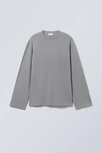Camiseta de manga larga oversize – Gris polvoriento
