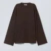 Camiseta de manga larga oversize – Marrón oscuro Camiseta de manga larga oversize – Marrón oscuro